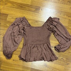Entro Chocolate Brown Ruffled Blouse